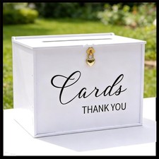 White Lockable Card Box for Weddings and Events - Elegant Gift Card Holder