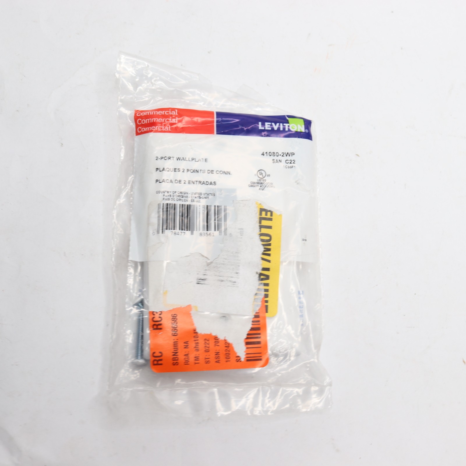 White 2-port 1-gang C22-41080-2wp