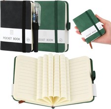 2 Pack Small Pocket Notebook with Pen, 192 Pages Pocket Notebook A7 with Elastic