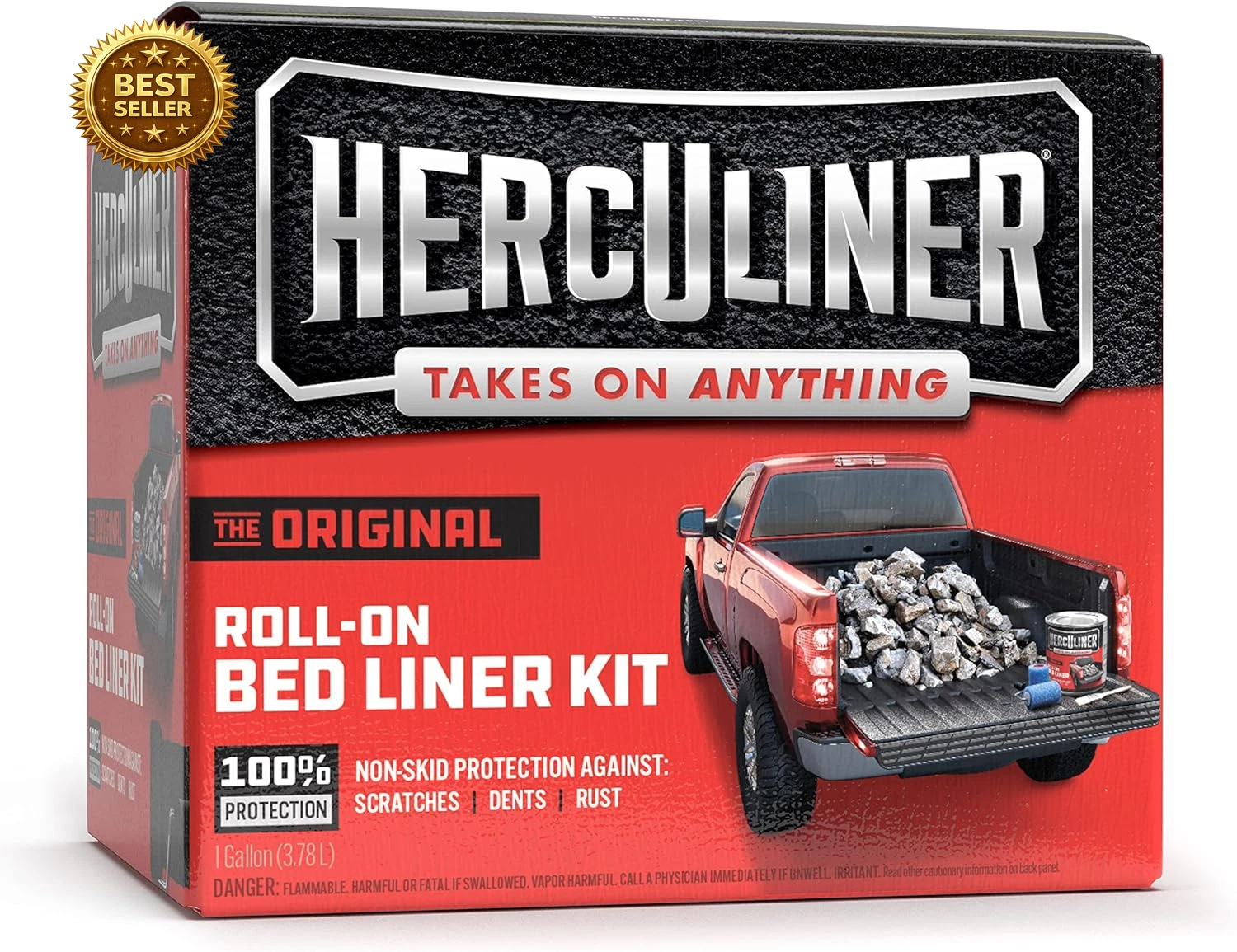 Herculiner Roll On Truck Bed Liner Kit 1 Gallon Black DIY Protective Coating