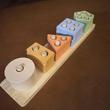 Montessori Wooden Sensory Toy for Toddlers Age 1-3 Geometric Color Sorting