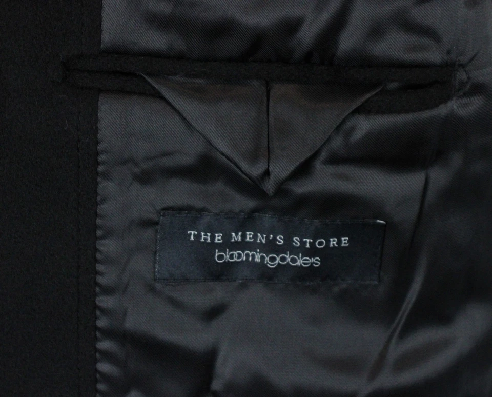 $1198 Para Hombres Tienda Bloomingdales Top Abrigo 46 R Cachemira Pura Negro Calce Regular Nuevo Foto 2 de 4