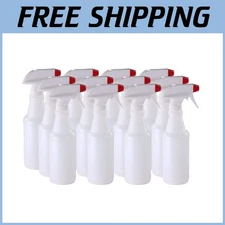 Leak Proof Plastic Spray Bottles 16 oz - Pack of 12