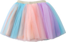 Girls Layered Rainbow Tutu Skirt Dance Dress Ruffle Tiered Clubwear