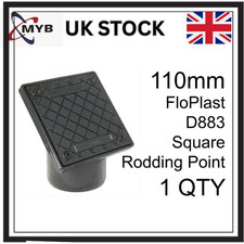 FloPlast D883 Square Rodding Point Eye 110mm Spigot Black Underground Drainage