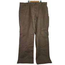 LL Bean Mens Brown Canvas Carpenter Work Pants Straight Leg Utility Trousers