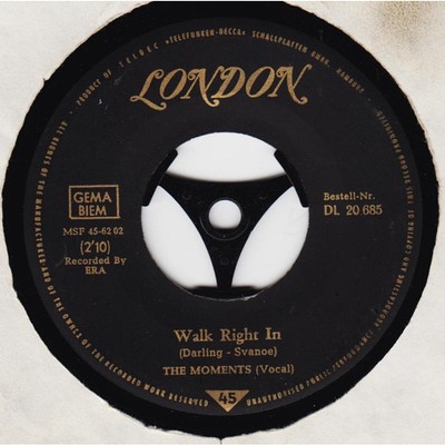 The Moments - Walk Right In (Vinyl 7'' - 1962 - DE - Original)