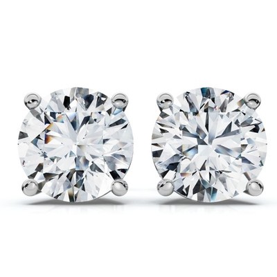 Runde Vier Krappen Diamant Ohrstecker Lab Grown 14k Gold