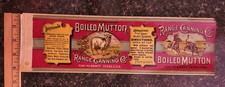 1890's VINTAGE CAN LABEL BOILED MUTTON RANGE CANNING CO. FORT MCKAVETT, TEXAS