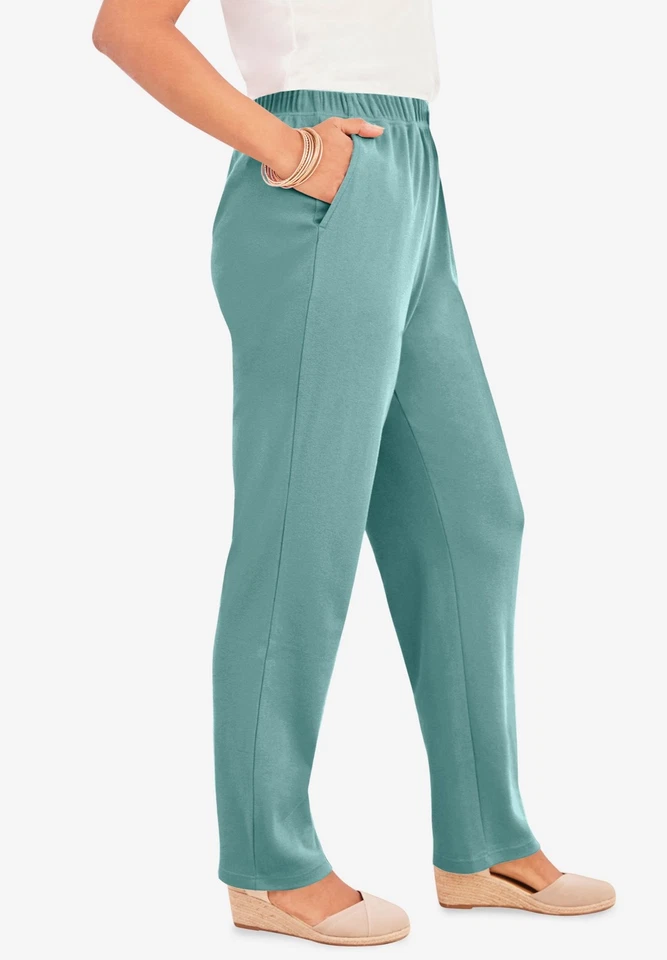 Pantalón Roaman para mujer talla grande alto talla grande pierna recta tejido suave Foto 4 de 4