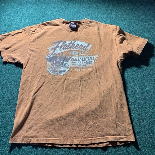 Camiseta XXL 2X Naranja Cabeza Plana Milwaukee Harley-Davidson Doc's Shawano WI Eagle - Imagen 3 de 12