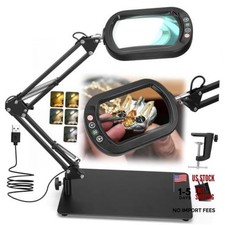Rectangle Magnifying Glass with Light and Stand, Real Glass 12X Black