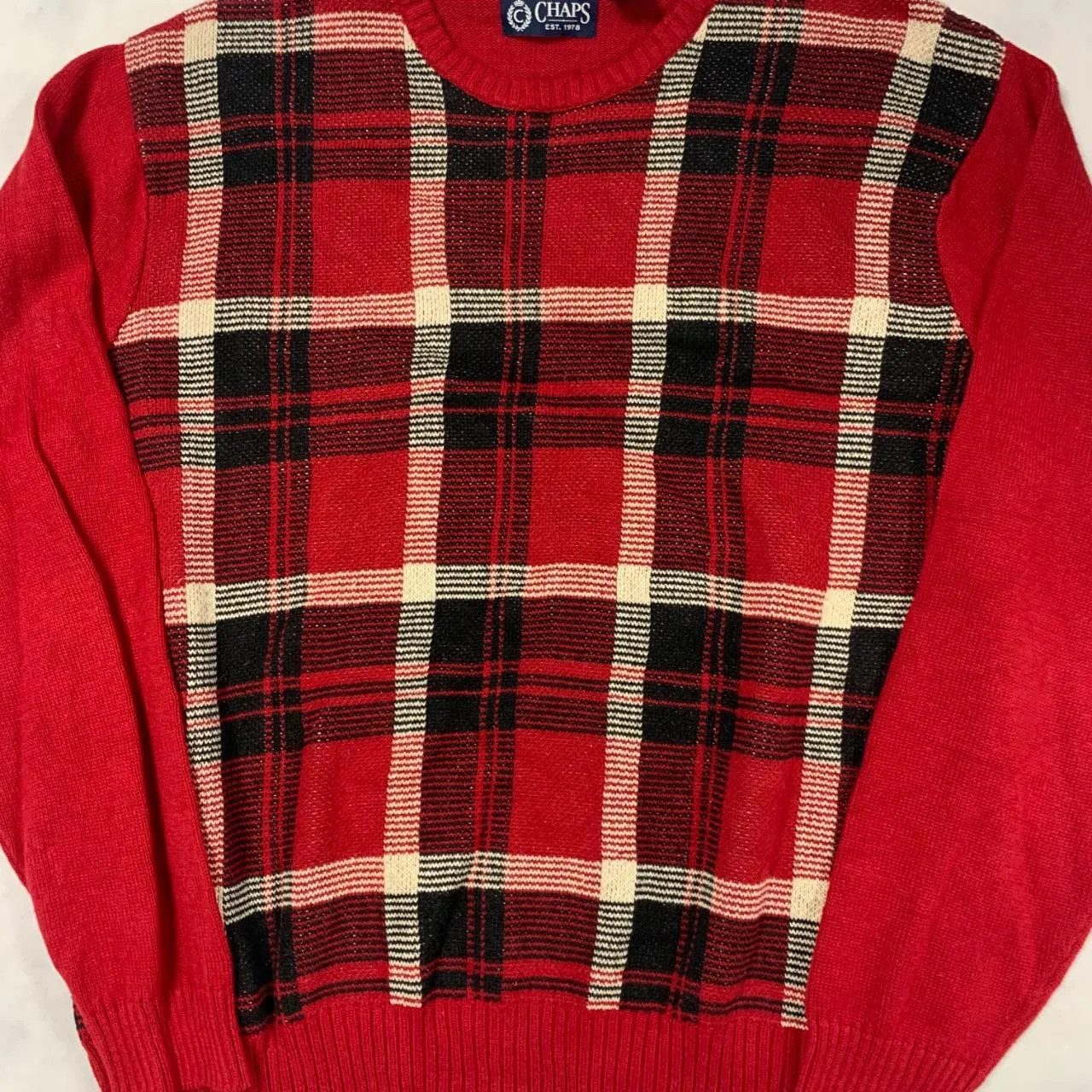 Chaps Knitted Jumper Checked Patterned Knit Sweat… - image 2