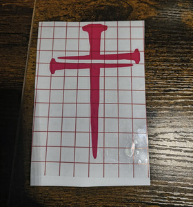Pink Cross Religious Theme Vinyl Self-Adhesive Decal Sticker -Window 5 In