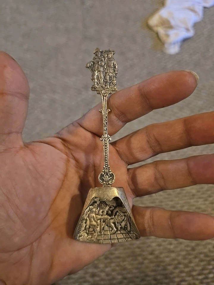 900 Silver Baby Spoons with Figural Handles and Repousse - Free Shipping USA - Image 2 of 4