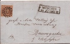 offener MRSt Nr. 325 auf Brief  m. Nr. 4II von M&uuml;nchen nach Baumgarten