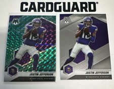 Justin Jefferson 2021 Mosaic Lot 2 Cards Green Prizm & Base Vikings 2nd Year