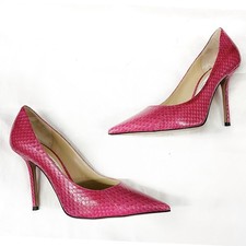  850 Jimmy Choo Love 100 Pink Python Exotic Leather Pumps 37 Worn Once