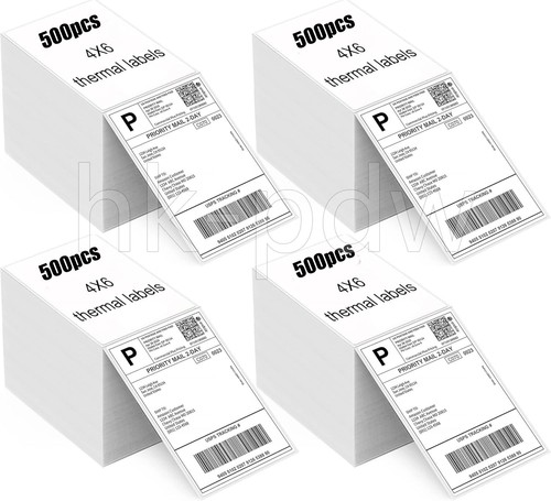500/Stack 4x6 Fanfold Direct Thermal Shipping Labels Perforated Mailing Labels