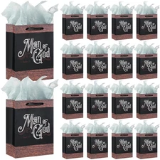 36 Pcs Christian Gifts Bags Man of God Religious Gift Bags Bulk with Wrapping...