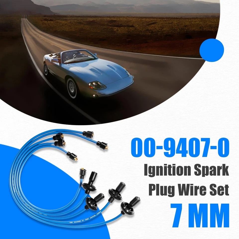 Juego de cables de bujía de encendido azul 9407 para VW Dune Buggy Bug Beetle GHIA Thing Foto 2 de 4