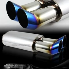 3" DTM Dual Titanium Burnt Tip Stainless 2.5" Inlet Exhaust Muffler Universal