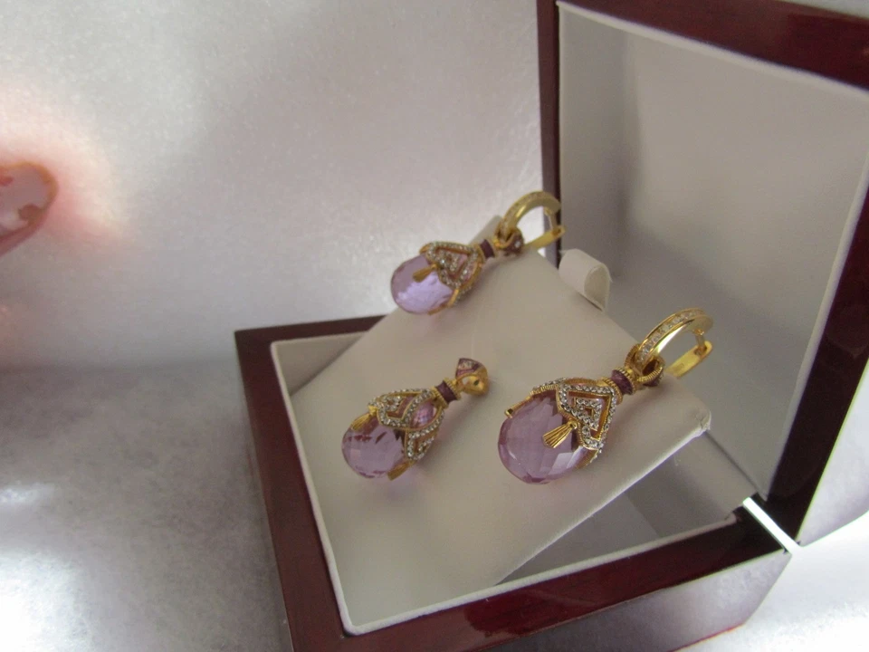 ALEXANDRITE EARRINGS & PENDANT SET HANDMADE RUSSIAN SOLID STERLING SILVER 925 - Image 4 of 4