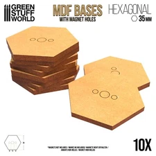10x MDF Hexagonal 35mm bases - Thickness 3mm Basing Laser Cut Wargames infantery