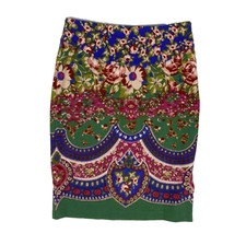 Maeve Anthropologie Sheffield Textured Pencil Skirt Size 0 Green Floral Garden