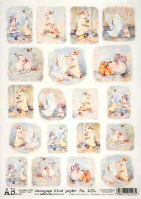 AB Studio Decoupage Reispapier A/4 - Bunny and Friends klein - 1251