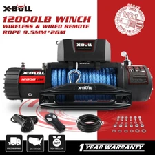X-BULL 12000lbs Electric Winch Synthetic Rope Truck Trailer Towing 12V 4WD 4X4