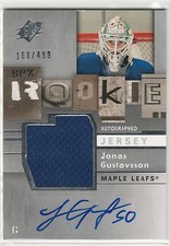 2009-10 SPx #176 Jonas Gustavsson JSY AU RC 168/499 jersey autograph rookie
