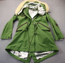 Coach Italy Womens Green Sheep Fur Leather Trim Snorkal Parka Jacket Nwt S $1295