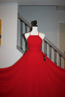fitted lace wedding dress Red Regal Rising Satin Maxi Dress