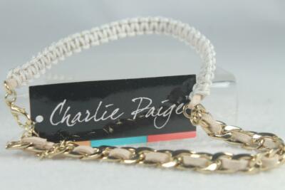 Wrap Bracelet Light Gray & Gold Tone By Charlie Paige/Giftcraft NEW With Tag