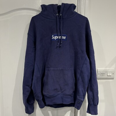 Supreme Box Logo Hoodie FW21 'Washed Navy' - Medium | eBay UK