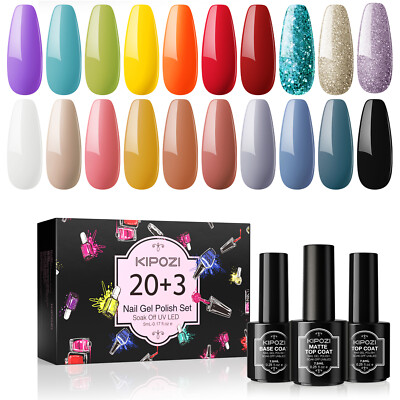 20+3 Farben UV LED Nagellack Set Gel Nagellack Glitzer Polish Soak-Off Nail Gel
