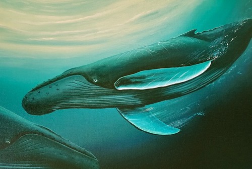 Wyland Humpback Dance HAND SIGNED NUMBERED art print on CANVAS whales sea turtle - Picture 9 of 12