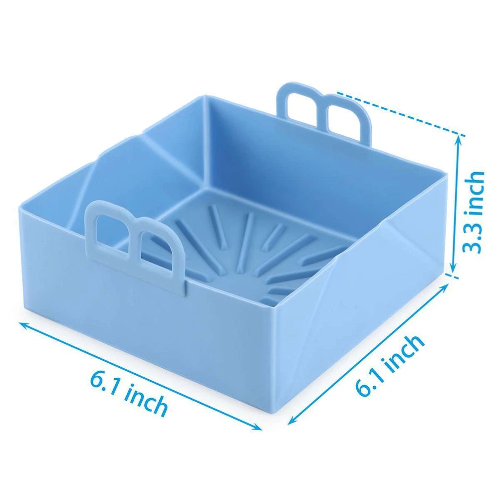 Air Fryer Silicone Pot Basket Non-Stick Safe Oven Square Baking Tray Foldable