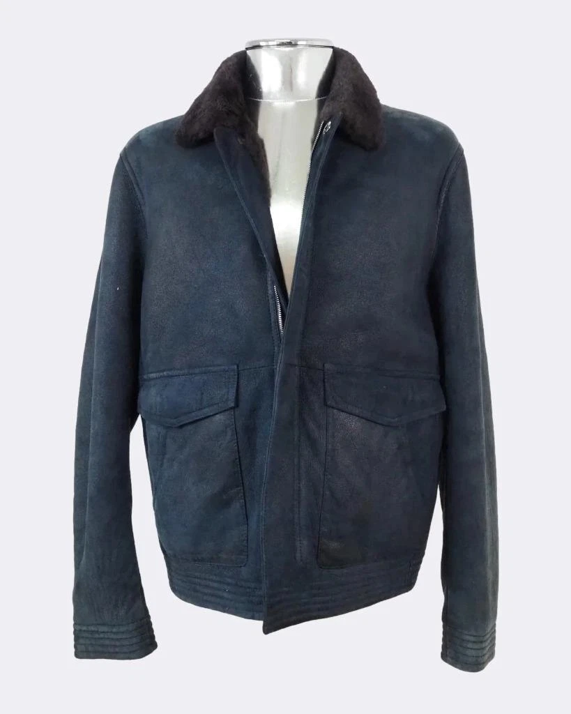Armani blue leather jacket deals
