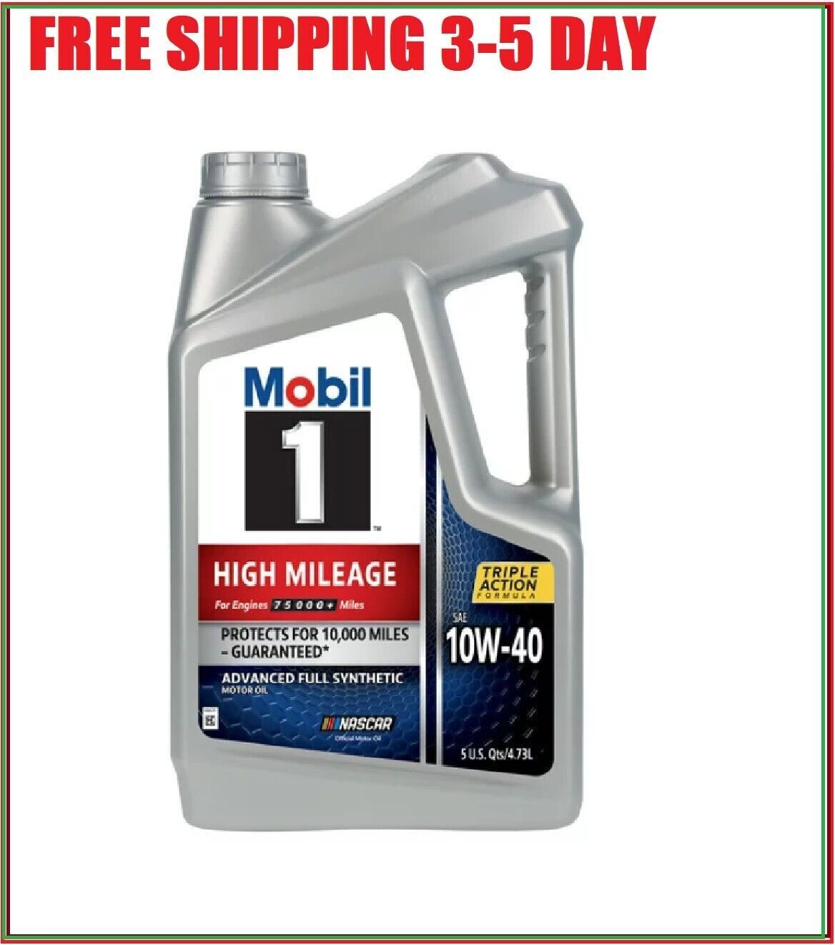 Mobil 1 High Mileage Full Synthetic Motor Oil 10W40, 5 qt eBay