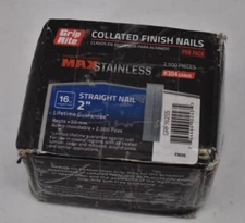 Grip Rite Collated Finish Nails Pro Pack 2500 Pack 16 Gauge 2" Straight Nails