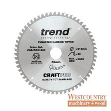 Image of Trend CraftPro Crosscut Wood Mitre Saw Blade - 216mm dia x 2.6 kerf x 30 bore 60