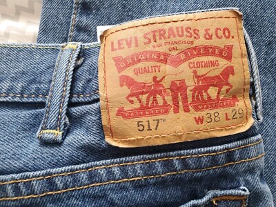 Levis 517 Bootcut Jeans Mens Hemmed 38x24 Blue 100% Cotton Denim