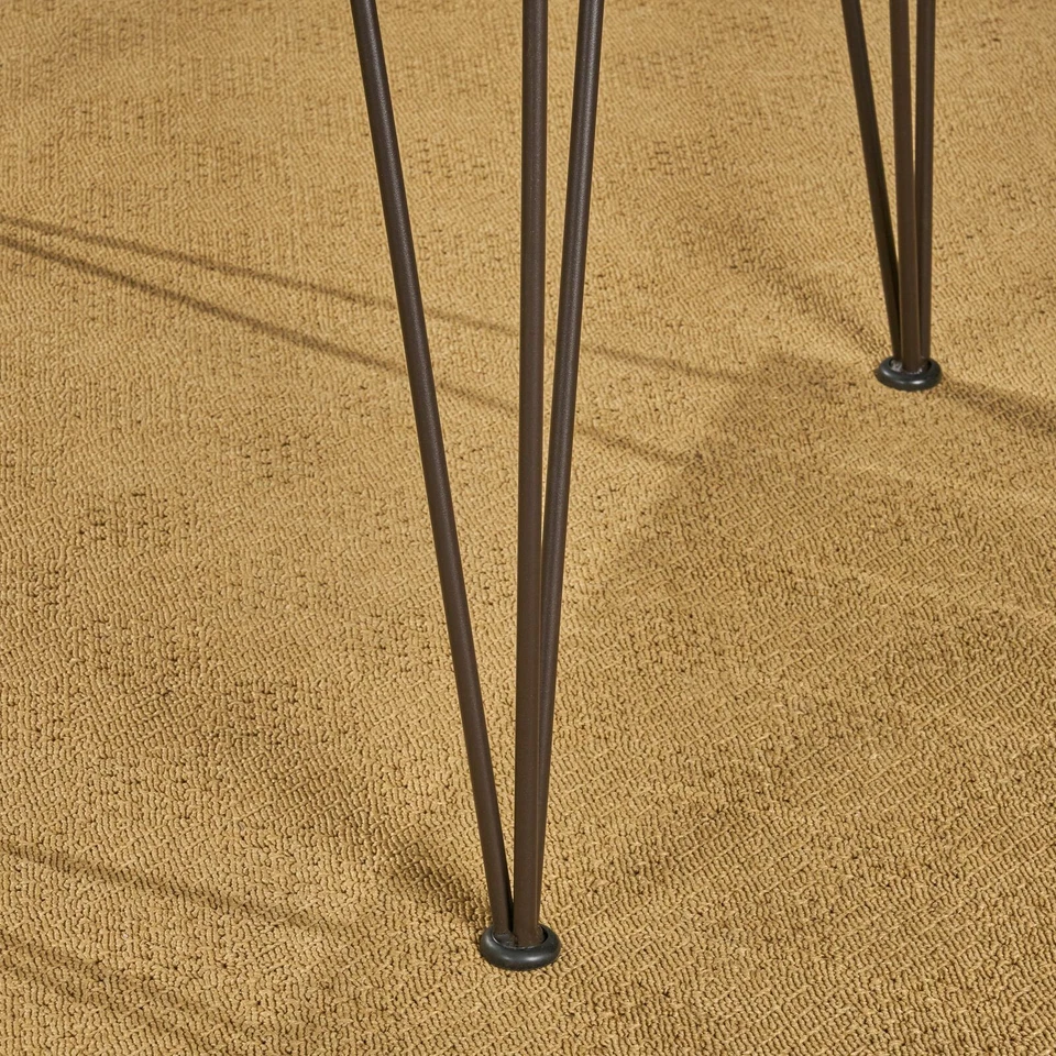 Archie Outdoor Industrial Wood and Wicker 5 Piece Square Dining Set, Teak and Br - Image 3 of 4