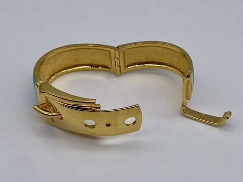 CC Skye 24K Gold Plated Turqouise Enamel Belt Buckle Cuff Bracelet 7” - Picture 7 of 11