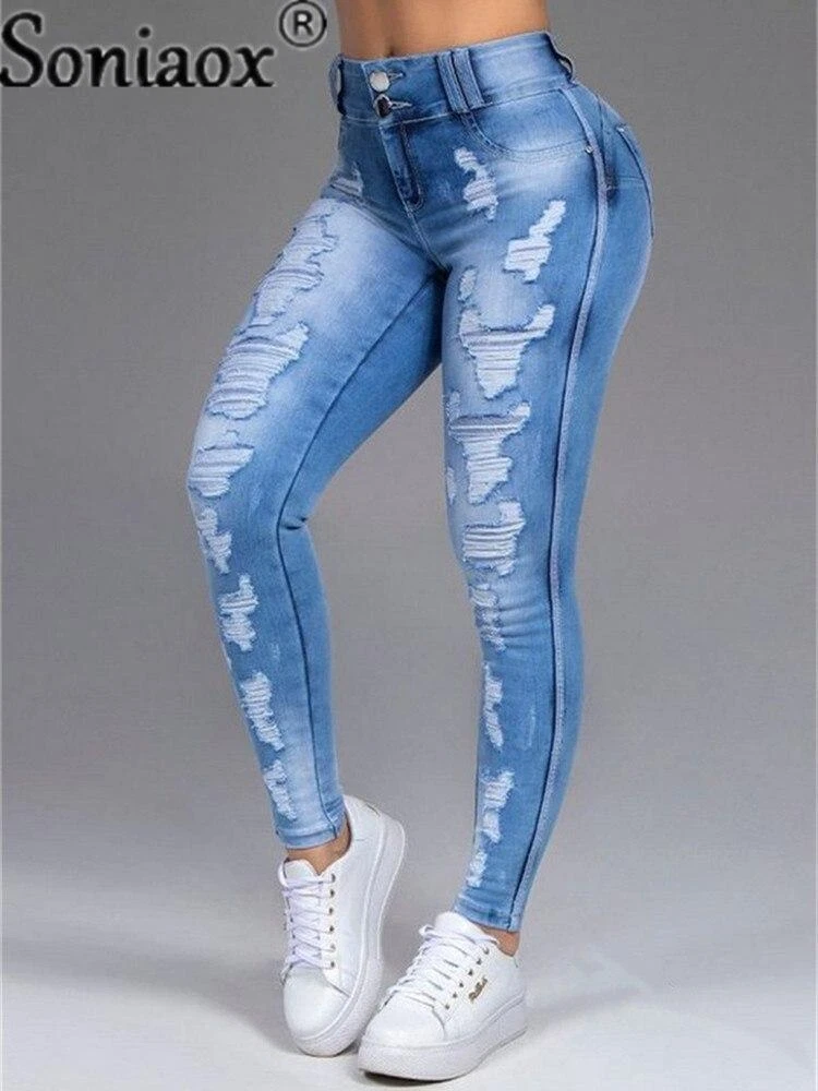 Pantalón Para Mujer Moda Jean De Mezclilla Pantalones Fino Elegantes  Colombianos