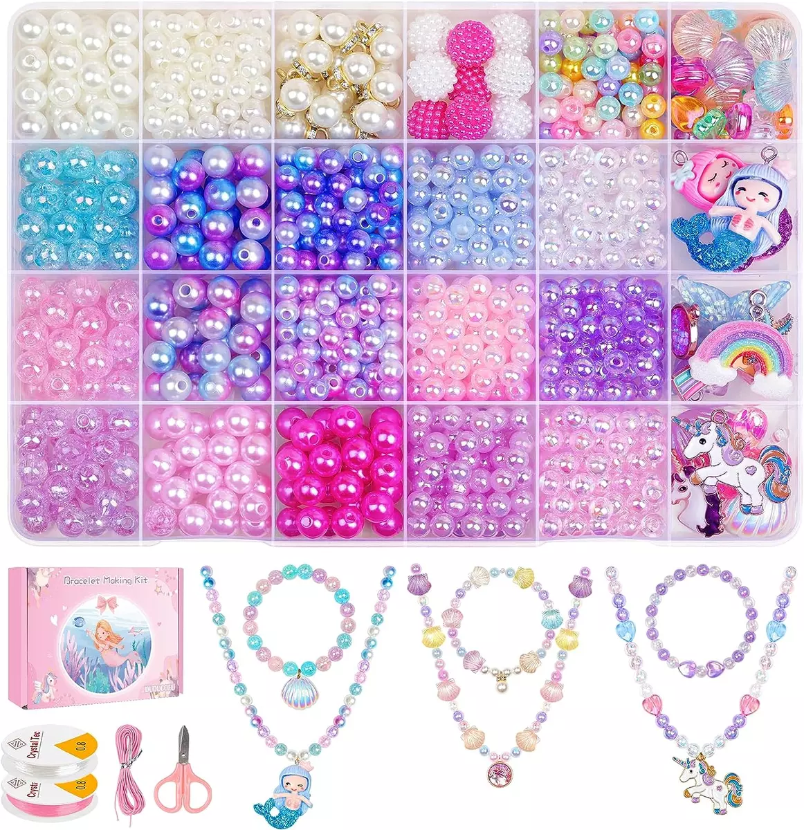 900Pcs Mermaid Bracelet Making Kit for Girls Kids Charm DIY Beads for  Jewelry Ma