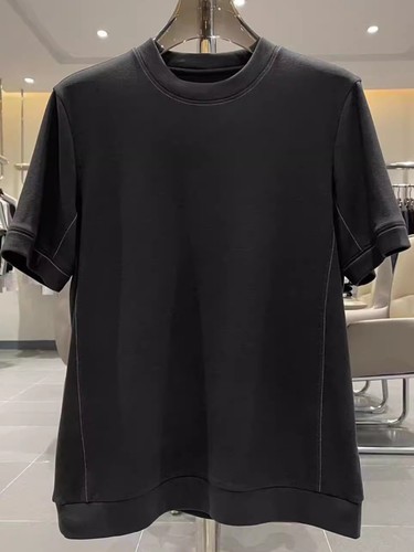 z)e)g)n)a Men's solid color round neck thick base T-shirt - Picture 5 of 23