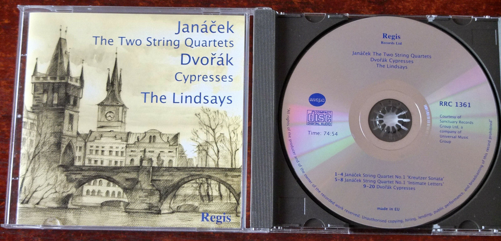 REGIS RRC1361 JANACEK THE 2 STRING QUARTETS CD THE LINDSAYS (1991) EU MINT CD